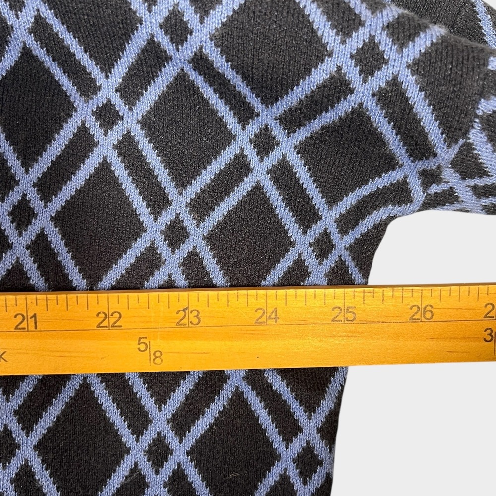 Two‎ Danes Knit Sweater Womens Blue Diamond Pattern XL/2XL Natural Fibers - Picture 4 of 5